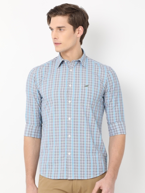 

Crocodile Men Blue & Grey Slim Fit Checked Casual Shirt