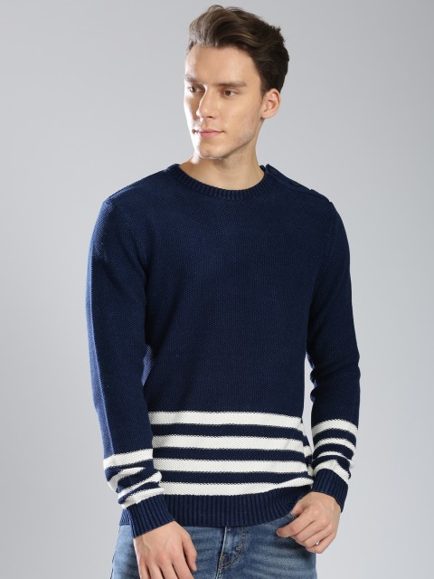 

Levis Men Navy & White Striped Pullover, Navy blue