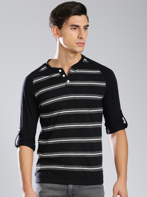 

Levis Men Black & White Striped T-shirt