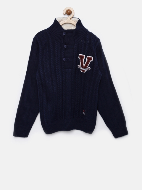 

American Eye Boys Navy Blue Self Design Pullover
