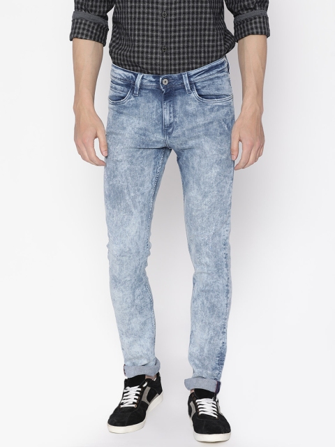

Arrow Blue Jean Co. Men Blue Skinny Fit Mid-Rise Low Distress Stretchable Jeans