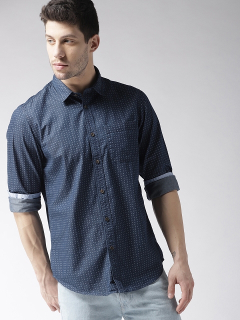 

Arrow Blue Jean Co. Men Navy Blue Slim Fit Printed Casual Shirt