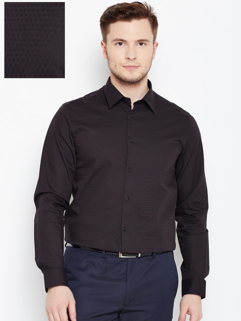 

Arrow New York Men Black Slim Fit Self Design Formal Shirt