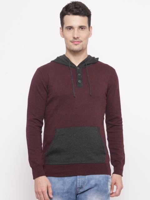

FOREVER 21 Men Burgundy Solid Sweater