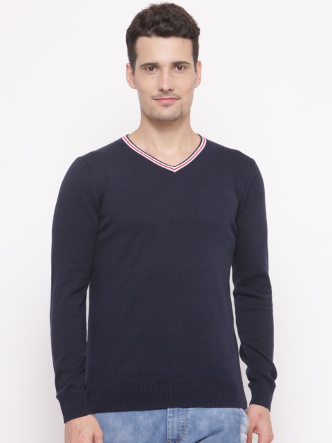 

FOREVER 21 Men Navy Solid Sweater, Navy blue