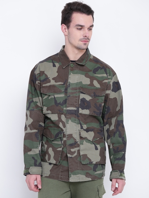 

FOREVER 21 Men Green & Brown Printed Casual Shirt