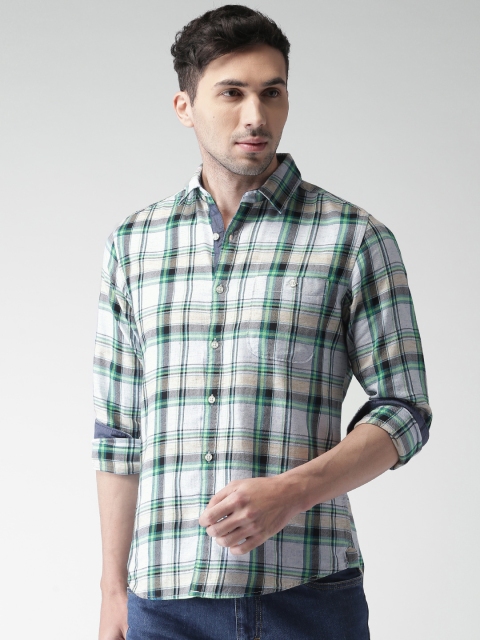 

Harvard Men Off-White & Black Regular Fit Checked Casual Shirt