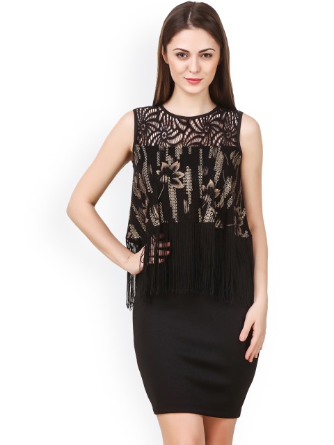 

Texco Women Black Solid Sheath Dress