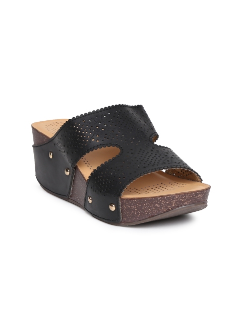 

Inc 5 Women Black Laser-Cut Wedges