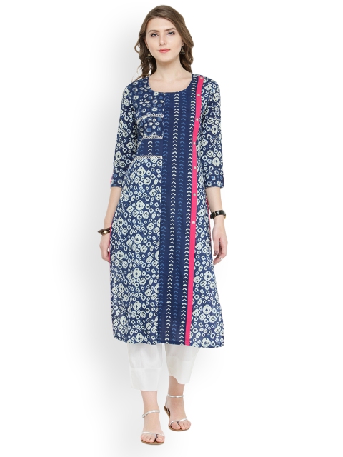 

Varanga Women Blue Printed A-Line Kurta
