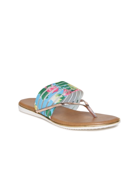 

Inc 5 Women Gold-Toned & Blue Printed Flats