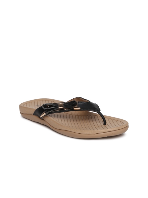 

Inc 5 Women Black Solid Synthetic Patent Flats