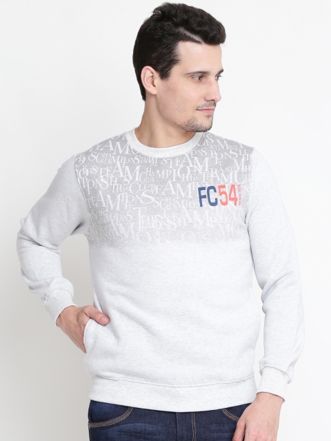 

Fort Collins Men Grey Melange Printed Sweatshirt