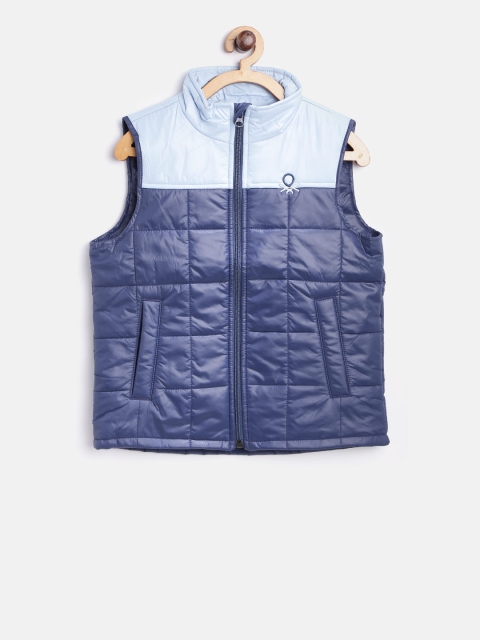

United Colors of Benetton Boys Blue Colourblocked Quilted Jacket