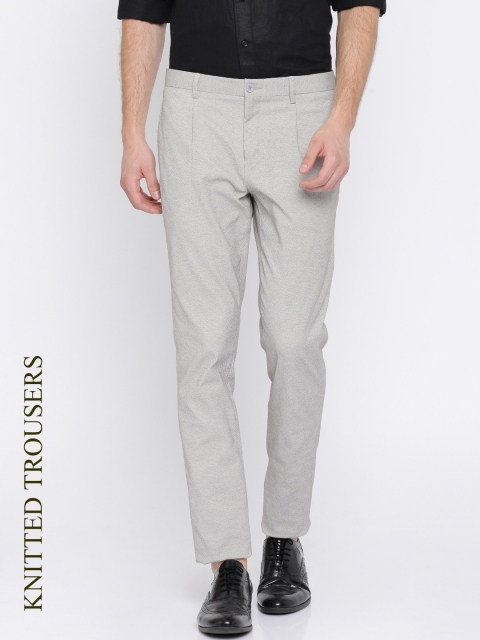 

INVICTUS Men Grey Slim Fit Self Design Regular Trousers