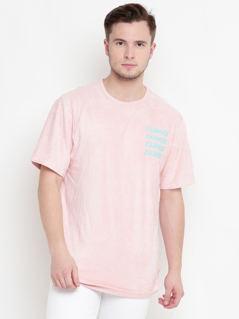 

FOREVER 21 Men Pink Printed Detail Round Neck T-shirt