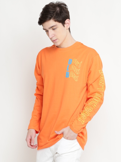 

FOREVER 21 Men Orange Printed Round Neck T-shirt