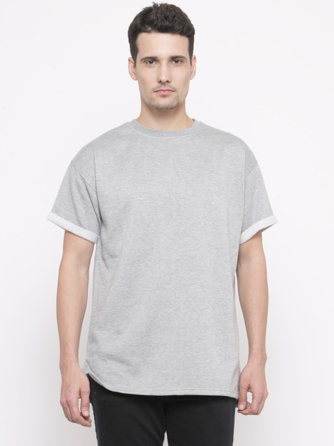

FOREVER 21 Men Grey Melange Solid Sweatshirt