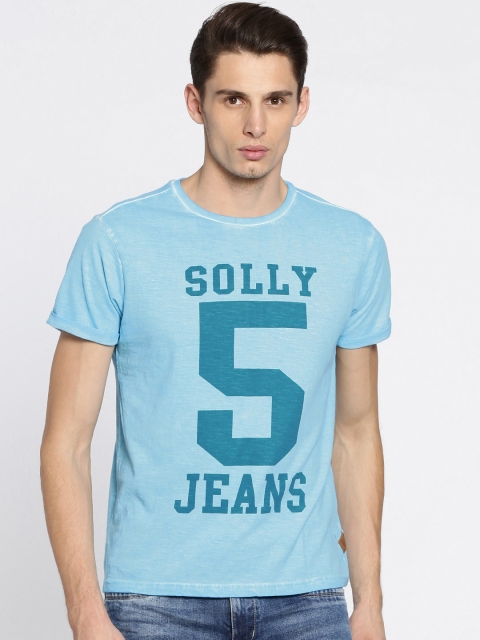 

Solly Jeans Co. Men Blue Printed Round Neck T-shirt