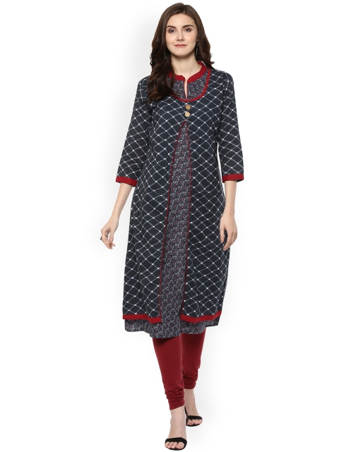 

La Firangi Women Grey Printed Straight Kurta