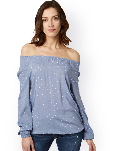 

Tom Tailor Women Blue Printed Blouson Top