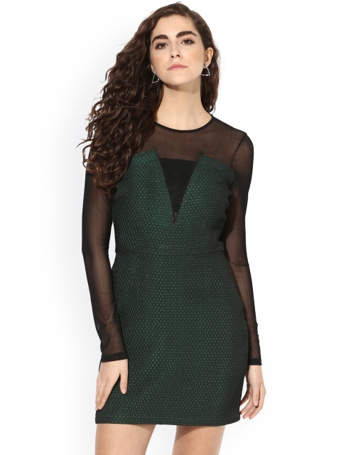 

Kazo Women Green Solid Bodycon Dress