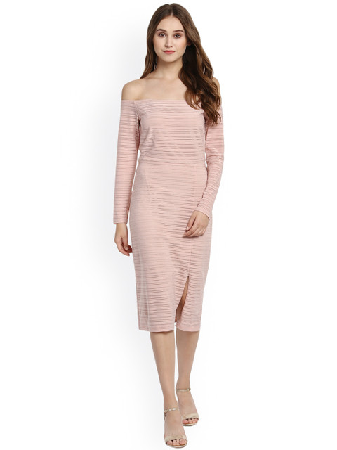 

Kazo Women Pink Striped Bodycon Dress