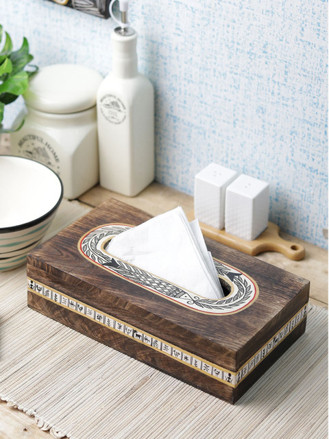 

VarEesha Brown Wooden Tissue Box