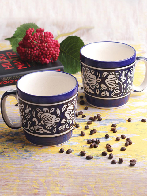 

VarEesha Blue Set of 2 Hand Made Mughal Ceramic Soup Mugs