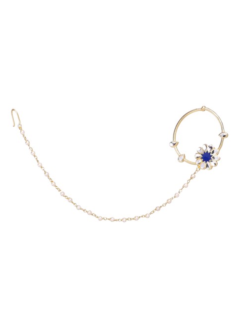 

Voyla Gold-Toned & Blue Flower-Shaped Nose Ring