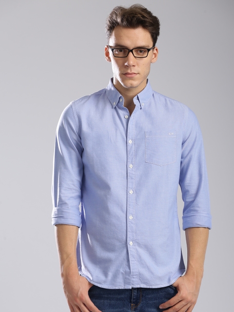GAS Men Blue Classic Slim Fit Solid Casual Shirt available at myntra for Rs.2744