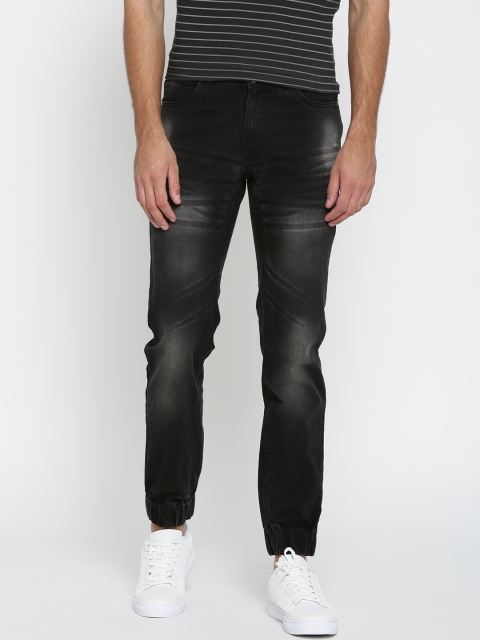 

Hubberholme Men Black Slim Fit Mid-Rise Clean Look Stretchable Joggers