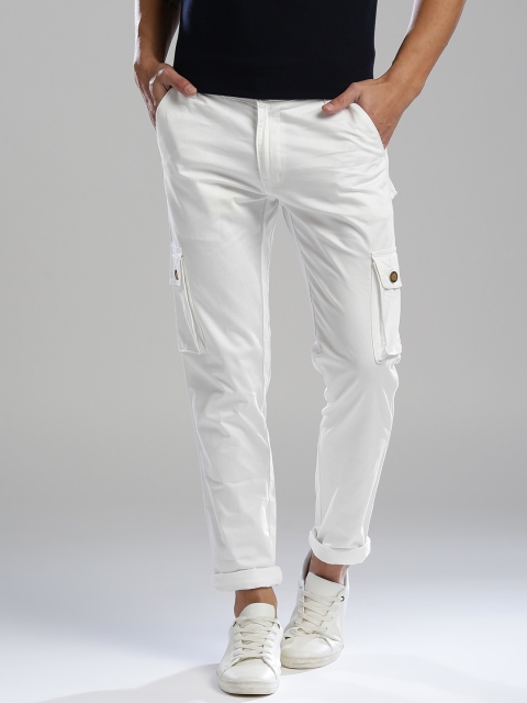 

Hubberholme Men White Slim Fit Solid Cargos