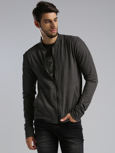 

Hubberholme Men Charcoal Grey Solid Sweatshirt