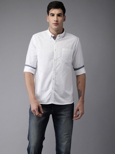 

Flying Machine Men White Regular Fit Solid Casual Shirt