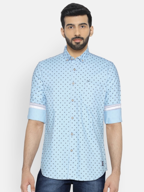 

Flying Machine Men Blue Regular Fit Printed Casual Shirt