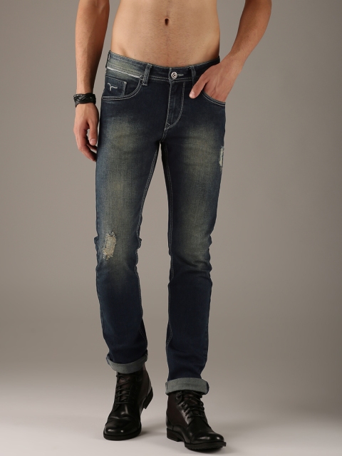 

Flying Machine Men Blue Jackson Skinny Fit Mid-Rise Mildly Distressed Stretchable Jeans