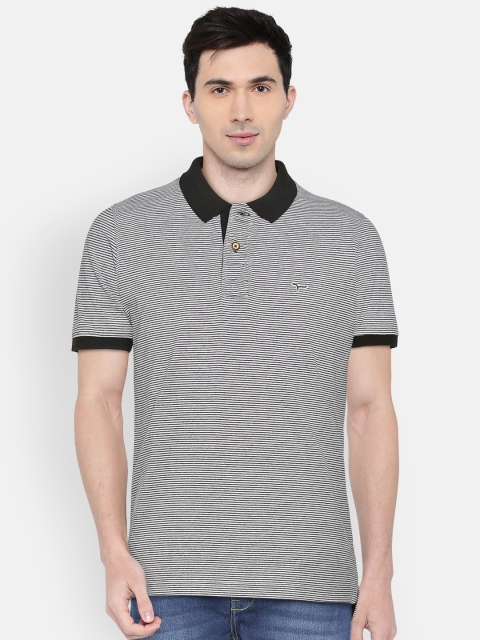 

Flying Machine Men Grey Striped Polo Collar T-shirt