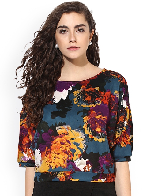 

Kazo Women Blue Printed Boxy Top