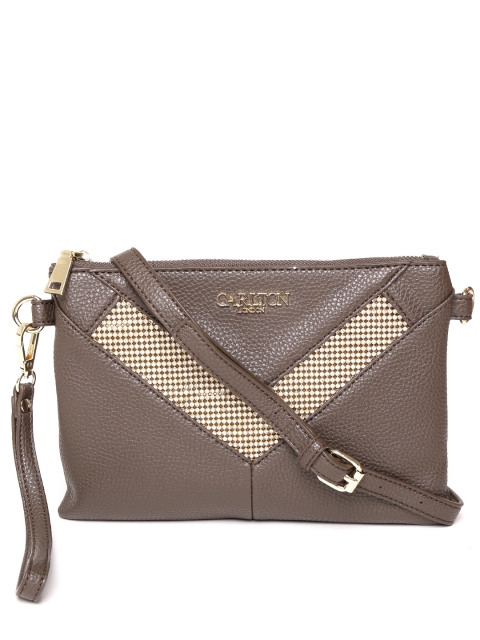 

Carlton London Brown Embellished Clutch with Sling Strap