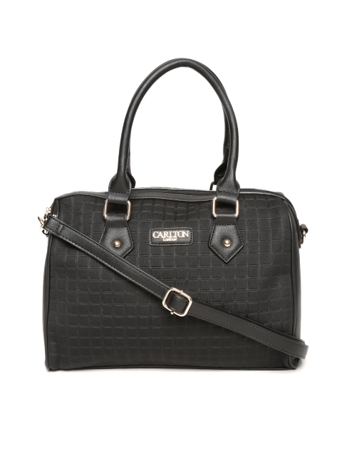 

Carlton London Black Checked Handheld Bag with Sling Strap