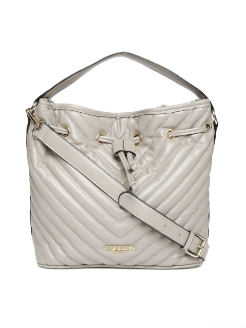 

Carlton London Grey Quilted Handheld Bag with Detachable Sling Strap