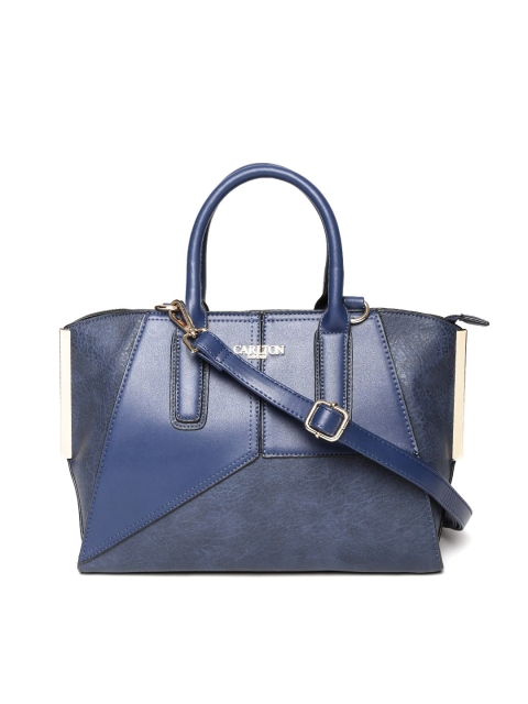 

Carlton London Navy Solid Handheld Bag with Sling Strap, Navy blue