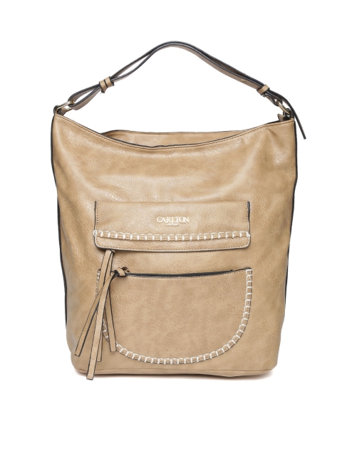 Carlton London Brown Solid Oversized Hobo Bag
