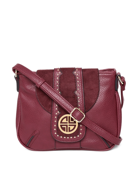 

Carlton London Wine-Coloured Solid Sling Bag, Burgundy