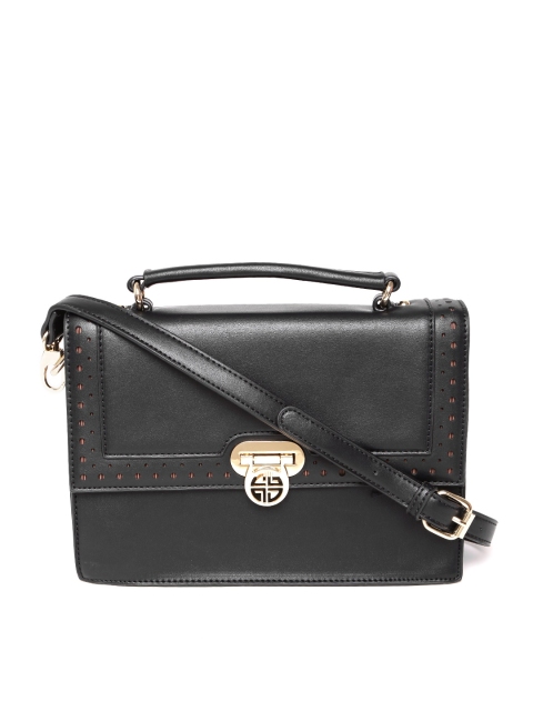 

Carlton London Black Solid Satchel with Sling Strap