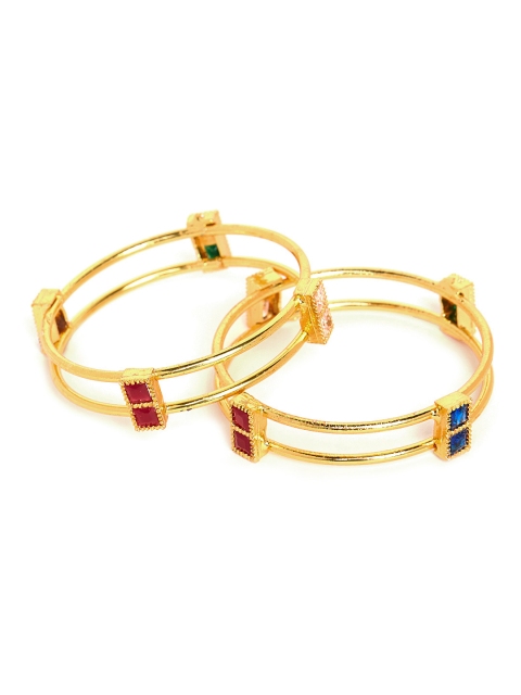 

PANASH Set of 2 Gold-Toned Embellished Bangles