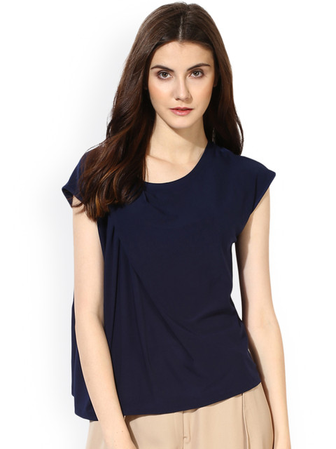 

Kazo Women Navy Solid Top, Navy blue