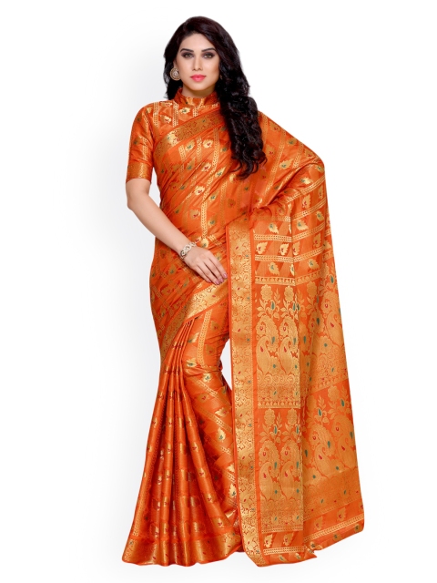 

MIMOSA Orange Art Silk Woven Design Kanjeevaram Saree