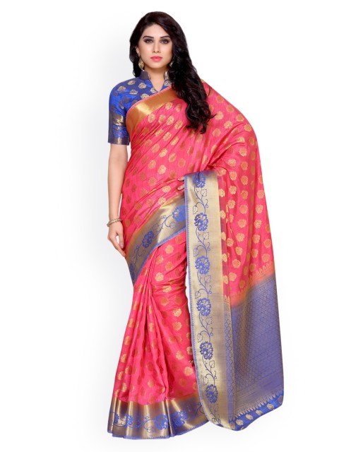 

MIMOSA Pink Art Silk Woven Design Kanjeevaram Saree